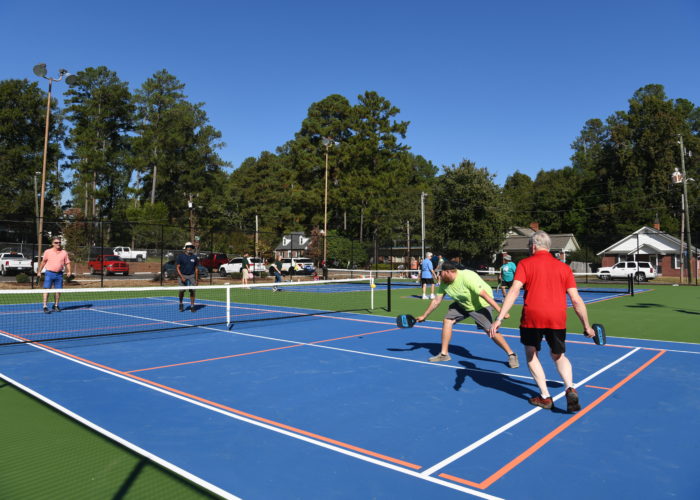 Four people play pickleball. Credit: Lee County Government